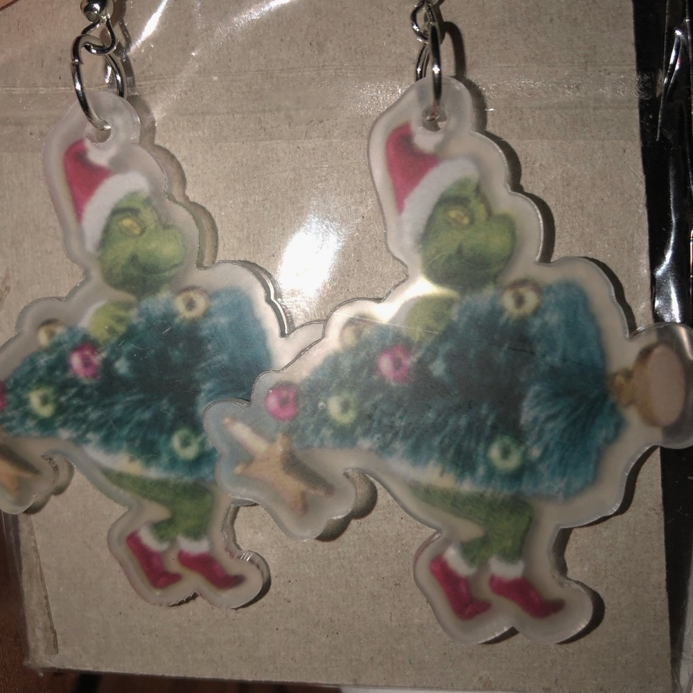 Grinch stole the Christmas tree earrings
